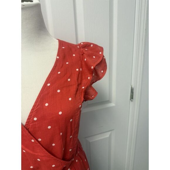 Old Navy Dress Womens Medium Polka Dot Short Sleeve Surplice Wrap Ruched - Picture 4 of 14